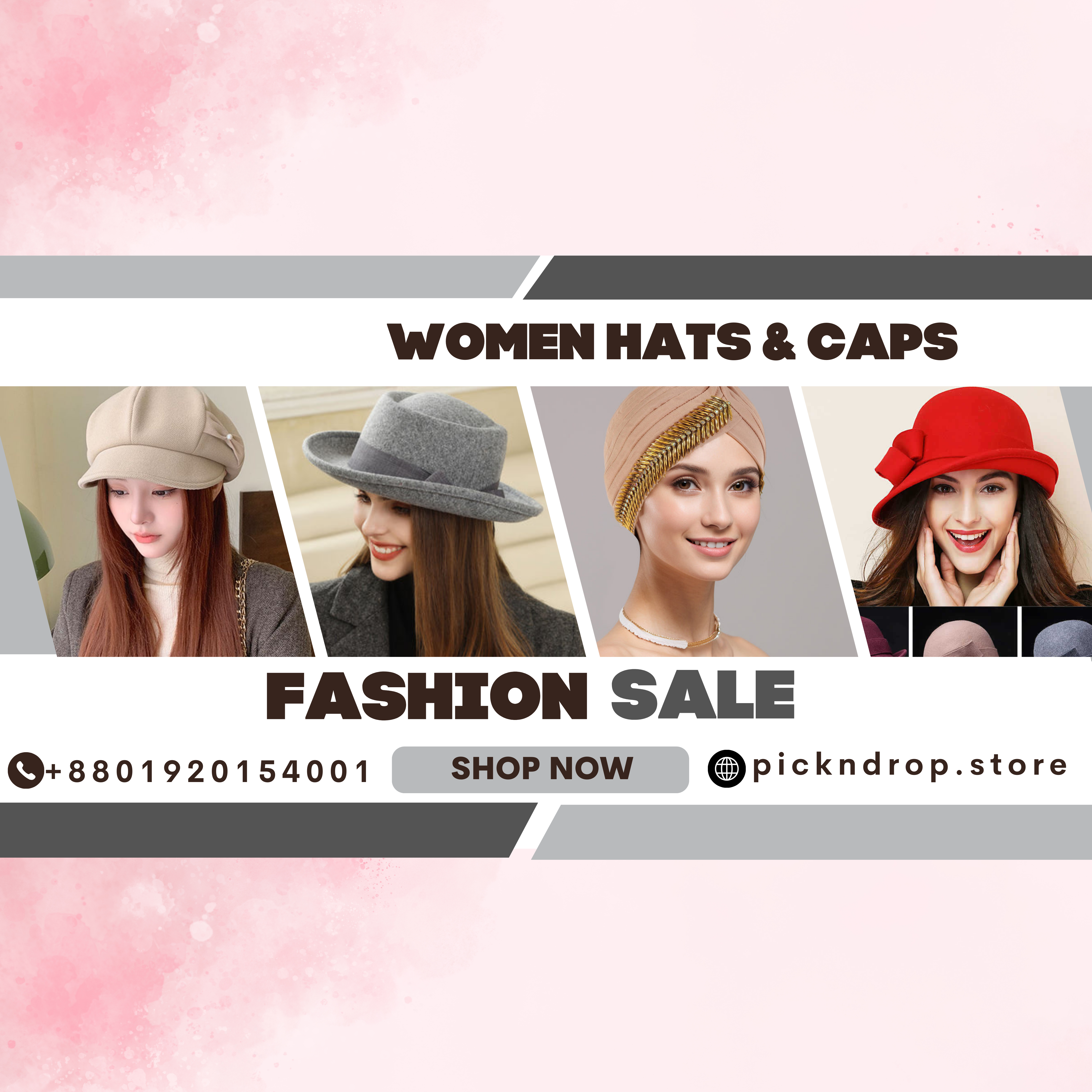 Stylish women’s hats and caps featuring modern designs, premium materials, elegant fashion details, and trendy accessories for the USA and Europe market.