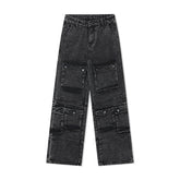 Distressed Heavy Washed Multi-pocket Jeans
