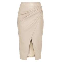 Leather Skirt Slim Fit High Waist Casual Slimming