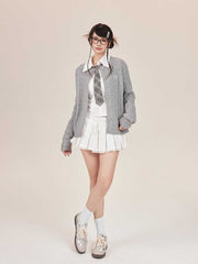 New High Waist Slimming Elegant Sweet And Spicy Lace Edge A- Line Pleated Short Skirt For Women