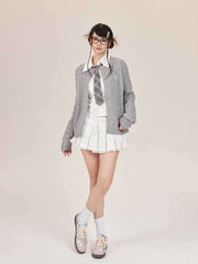 New High Waist Slimming Elegant Sweet And Spicy Lace Edge A- Line Pleated Short Skirt For Women