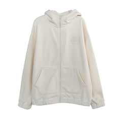 Fleece Women's Hooded Embroidered Warm Fleece Sweater Coat