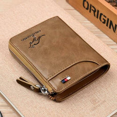 Anti-theft card wallet for men – brown slim compact 12x10x2cm size