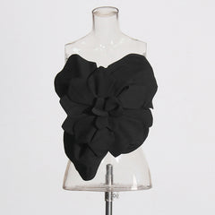 Three-dimensional Flower Backless Tube Top Vest