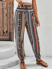 Loose Tappered Printed Drawstring Floral Print Casual Jumpsuit With Pockets