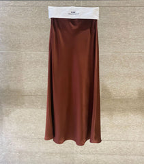 Oblique Cut Glossy Silky Half Body New Acetate Satin Temperament High Waist Fishtail Skirt