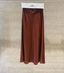 Oblique Cut Glossy Silky Half Body New Acetate Satin Temperament High Waist Fishtail Skirt