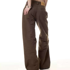 Retro Frayed Stitching Design Multi-pocket Jeans For Women
