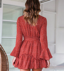 New Fashion Deep V Slim Fit Flare Sleeve Dress