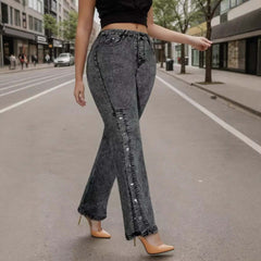Retro Mid-waist Stretch Flared Jeans For Women