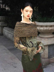 Women's Fashion Floral-print Off-shoulder Top