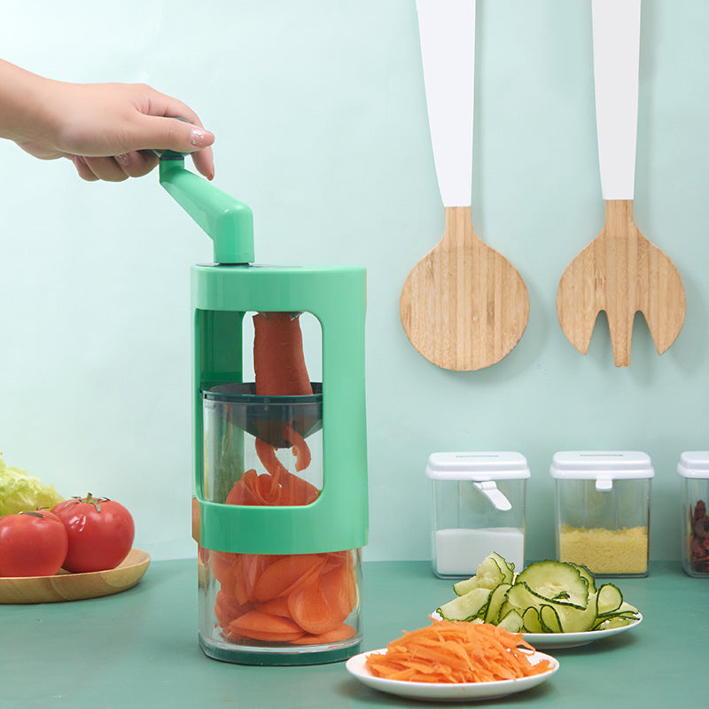Multifunctional vegetable cutter kitchen tool – ABS green slicer front view