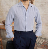 Retro One-piece Collar Striped Long-sleeved Shirt