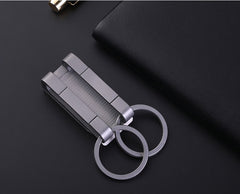 Titanium alloy belt key ring men wear belt double key ring creative custom car key ring ring pendant