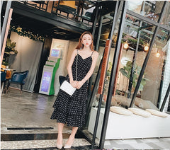 Polka Dot Large Size Cake Skirt Women's Summer Xian Slim Cover Belly Sling Dress