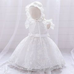 Children's white wedding princess dress pattern lace