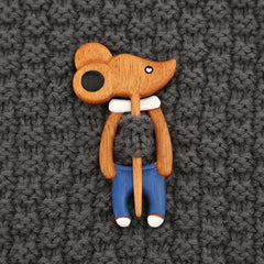 Wooden Animal Brooch Cute Gift Knitted Sweater