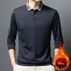Autumn And Winter New Men's Fleece T-shirt Lapel Loose, Simple And All-matching
