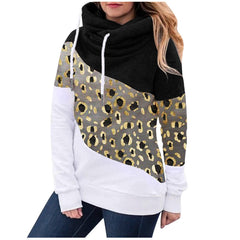 Fleece Ladies Fashion Contrast Stitching Hooded Sweater
