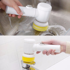 Electric cleaning brush 5-in-1 handheld – sponge sherpa nylon brush heads