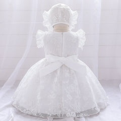 Children's white wedding princess dress pattern lace