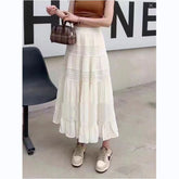 Lace Stitching High Waist A- Line Skirt Cake Dress Umbrella Skirt