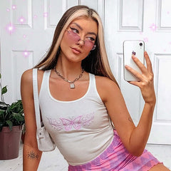 Embroidered Butterfly Sexy Tank Top