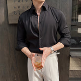 Men's Dark Stripes V-neck Long Sleeve Shirt