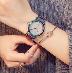 Fashionable And Minimalist Colored Steel Strip Women's Watch
