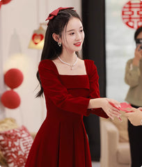 Velvet Toast Dress Simple And Elegant Long Sleeve Engagement Dress