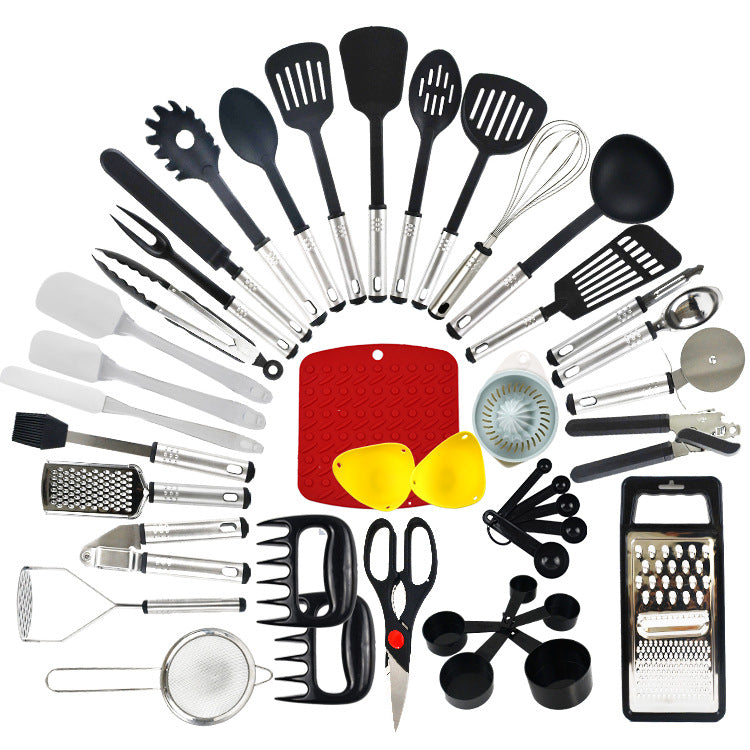 Nylon kitchen utensils set 44 piece – non-stick spatula spoon kit front view