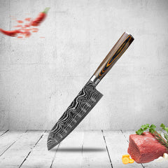 Laser pattern chef knife stainless steel – fruit slicing utility set front view