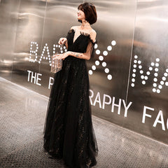 Women's Black Long Banquet Evening Dress