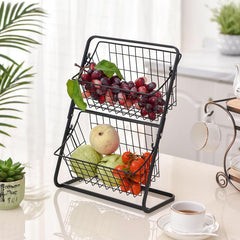 Multilayer kitchen storage rack – 2-tier stainless steel spice organizer front view