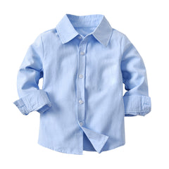 Boy's baby cotton long-sleeved collar shirt denim suspenders trousers suit