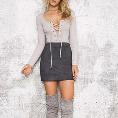 Ladies Leather Suede Pencil Skirt Bodycon Short Skirts Women