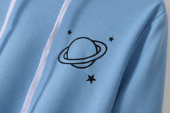 Two Bars Planet Print Hooded Sweatshirt