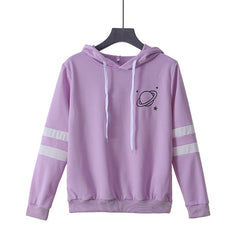 Two Bars Planet Print Hooded Sweatshirt