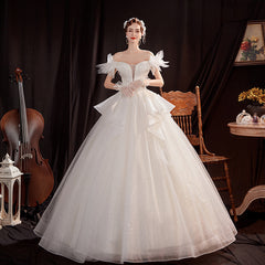 Angel''s wedding dress court fashion French bride champagne petals one shoulder wedding dress wholesale 16016