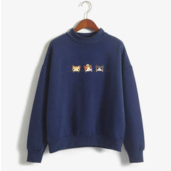 Long Sleeve Cartoon Three Kittens Sweatshirt
