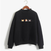 Long Sleeve Cartoon Three Kittens Sweatshirt
