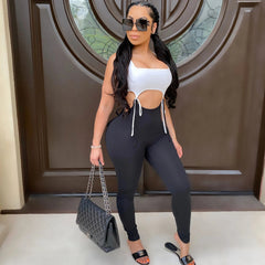 Hollow Out Patchwork Jumpsuit Rompers Trousers New Sexy Women Sleeveless
