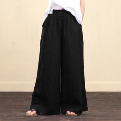 New Ladies Loose Wide Leg Pants Fashion Casual Cotton And Linen Trousers Women