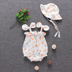 Korean Version Of Ins Baby Jumpsuit Summer Romper Bag Fart Clothes Cotton Romper Full Printed Flowers Newborn Short Sleeves