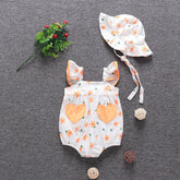 Korean Version Of Ins Baby Jumpsuit Summer Romper Bag Fart Clothes Cotton Romper Full Printed Flowers Newborn Short Sleeves
