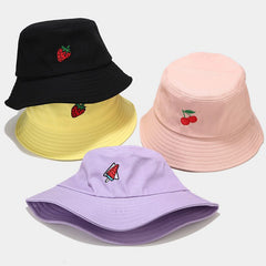 New Fruit Pattern Embroidery Fisherman Hat Women
