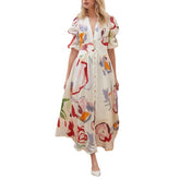 New Slim Fit Chiffon Printed Long Skirt Beach Dress