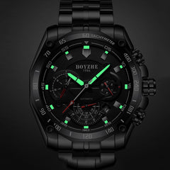 BOYZHE Certified Brand Watch Steel Belt Week Display Luminous Waterproof Fashion Sports Men Mechanical Watches