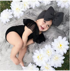 Children'S Black Lace Strapless Shirt Jumpsuit and Headband Summer Baby Suit