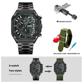 Fashion Square Watch Multi-functional Trendy All-match Good-looking Luminous Quartz